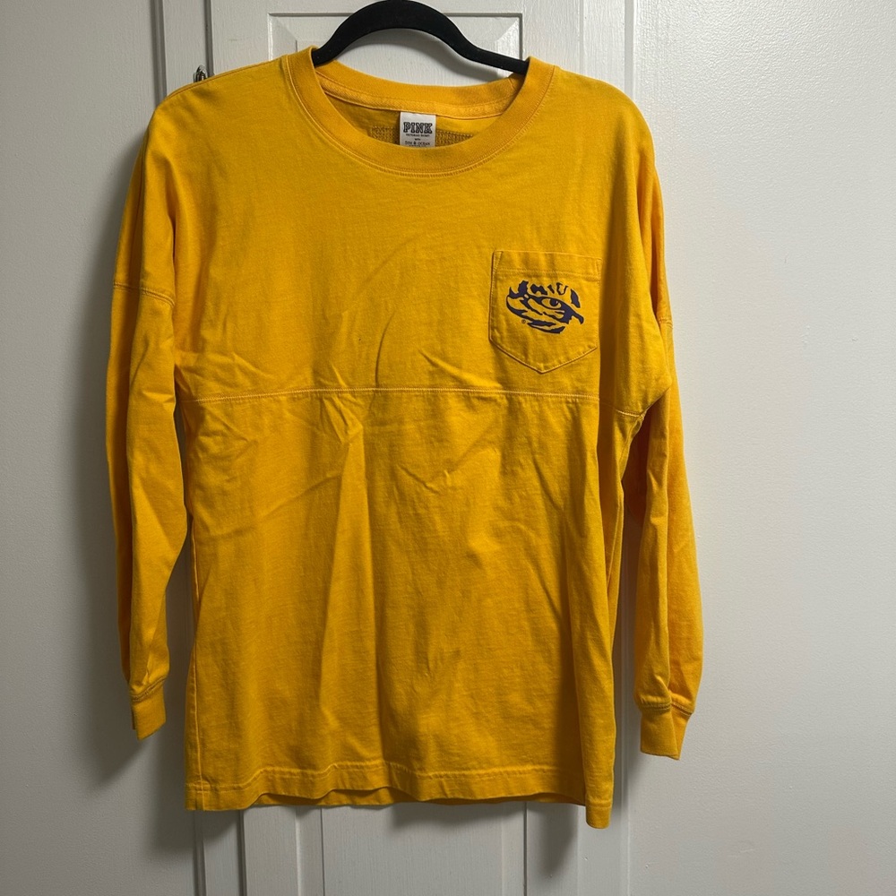 Victoria’s Secret Yellow Long Sleeve Pocket Tee LSU tigers size x-small